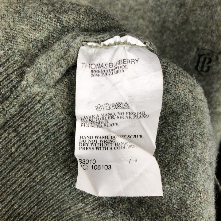 Burberry's Thomas Burberry lambswool knit sweater, men's size XXL Lamb wool Khaki type sage green Vintage Second Hand