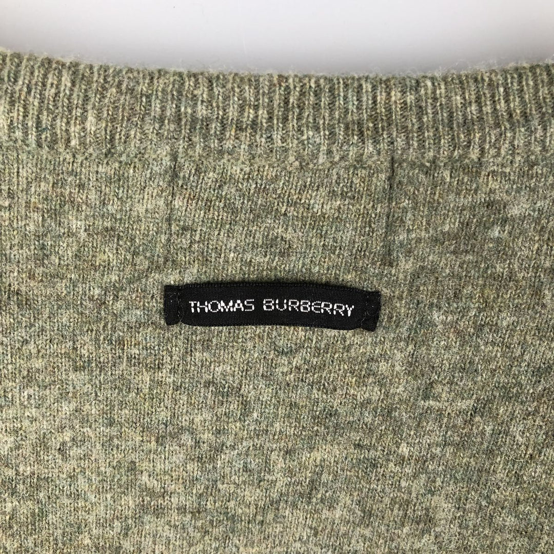 Burberry's Thomas Burberry lambswool knit sweater, men's size XXL Lamb wool Khaki type sage green Vintage Second Hand