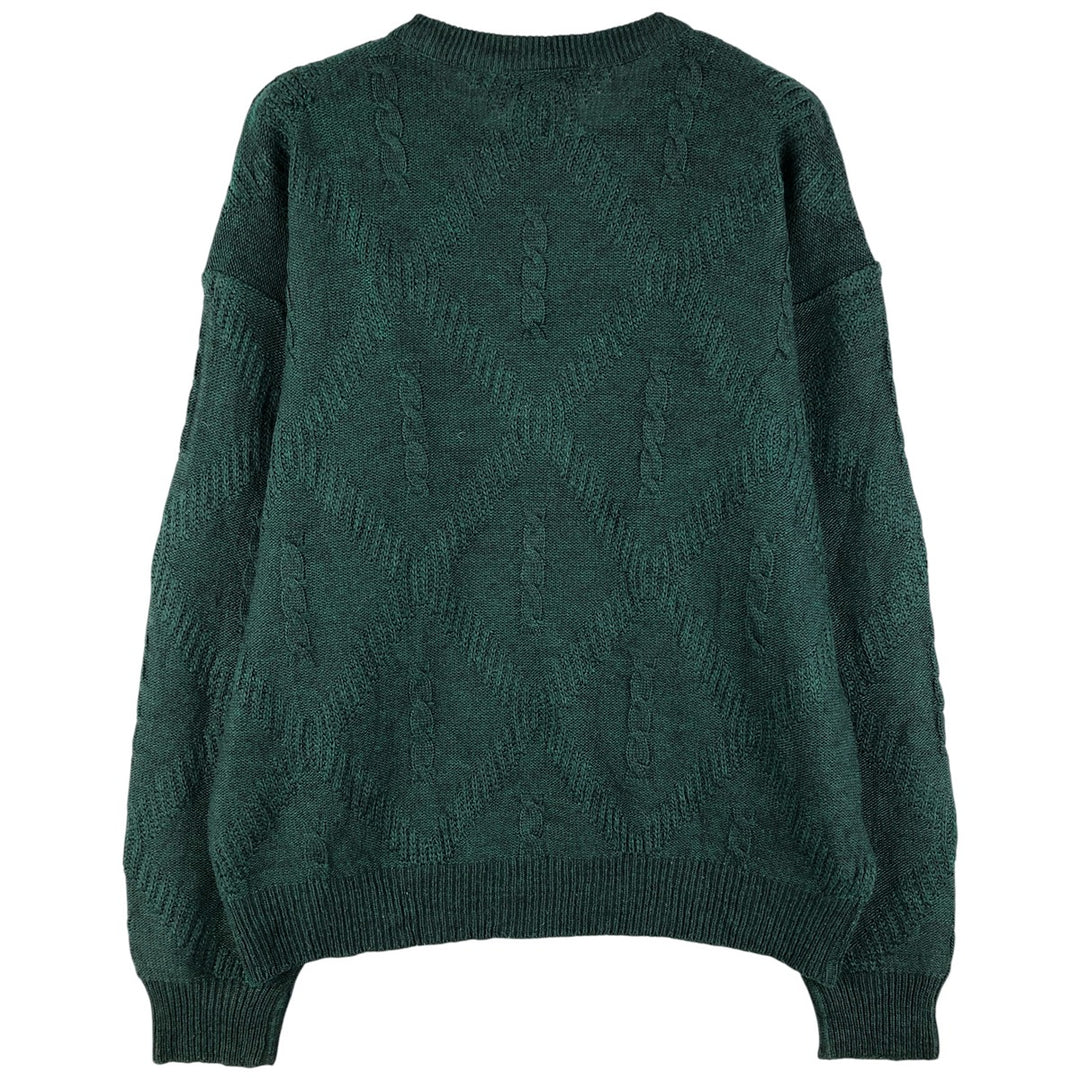 Vintage 1980'S Lacoste cable knit wool and acrylic knit sweater, size 4, men's size M wool green type Vintage Second Hand