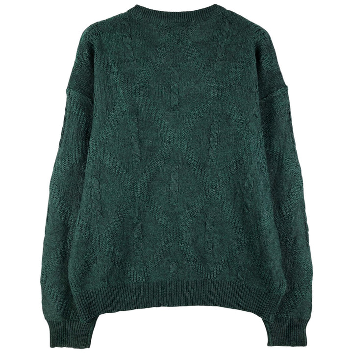 Vintage 1980'S Lacoste cable knit wool and acrylic knit sweater, size 4, men's size M wool green type Vintage Second Hand