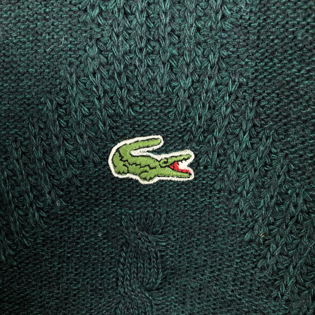 Vintage 1980'S Lacoste cable knit wool and acrylic knit sweater, size 4, men's size M wool green type Vintage Second Hand