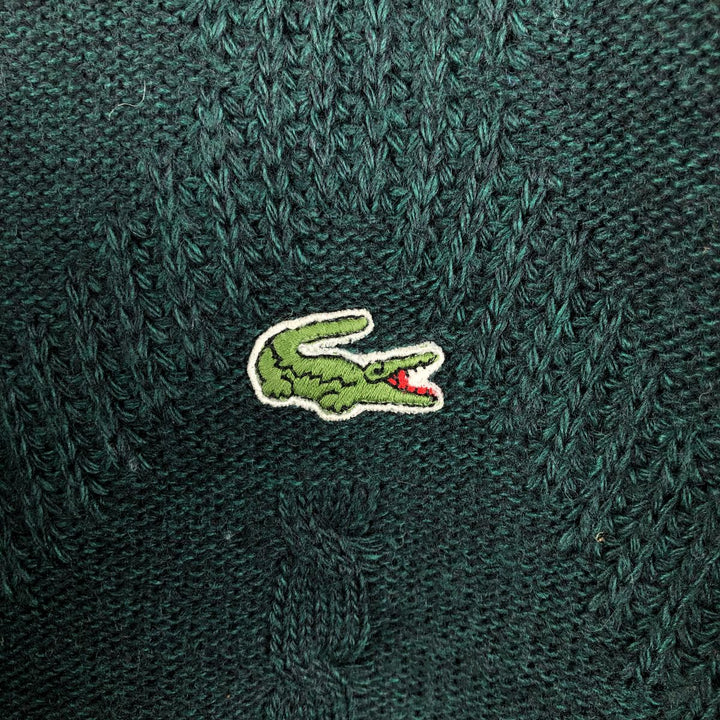 Vintage 1980'S Lacoste cable knit wool and acrylic knit sweater, size 4, men's size M wool green type Vintage Second Hand