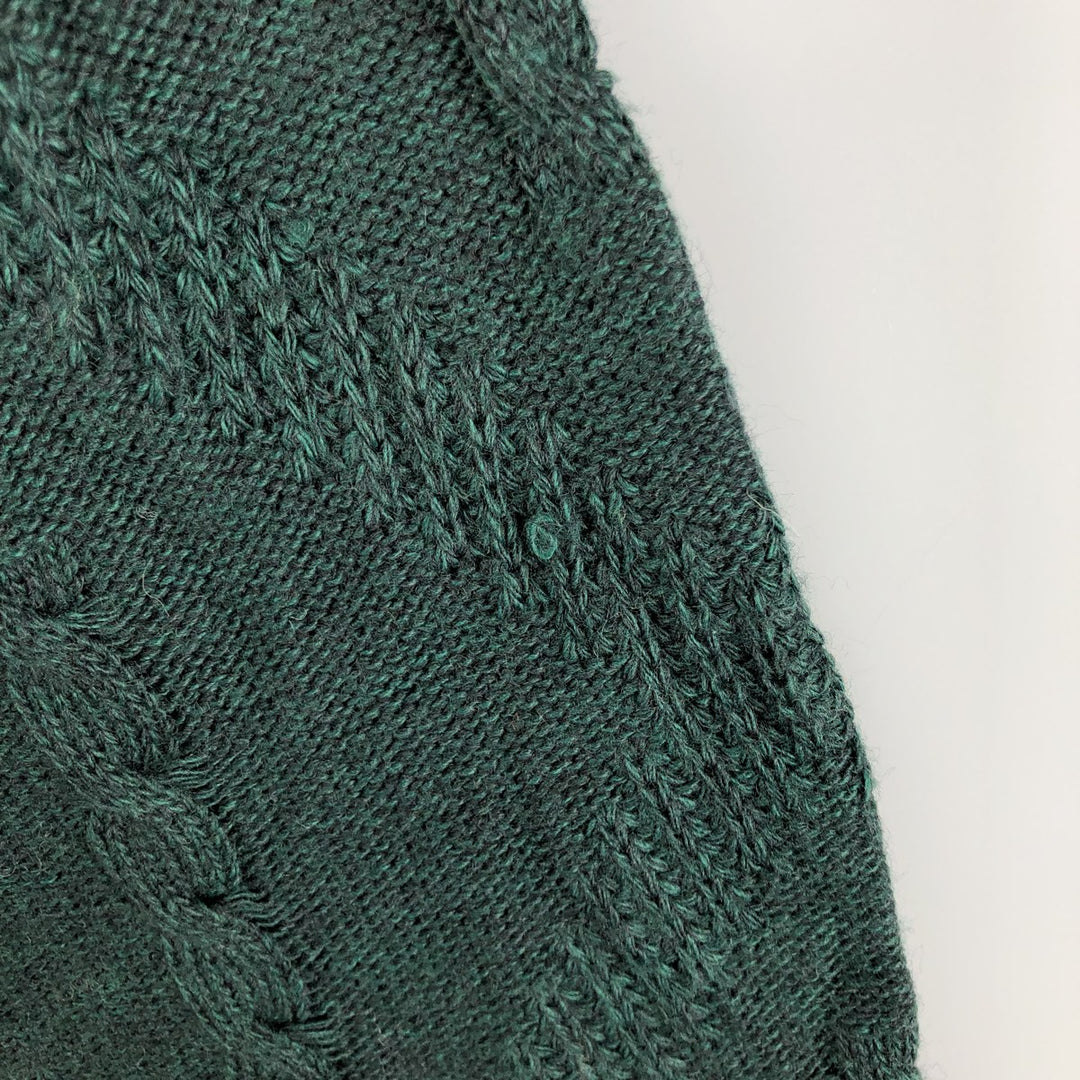 Vintage 1980'S Lacoste cable knit wool and acrylic knit sweater, size 4, men's size M wool green type Vintage Second Hand
