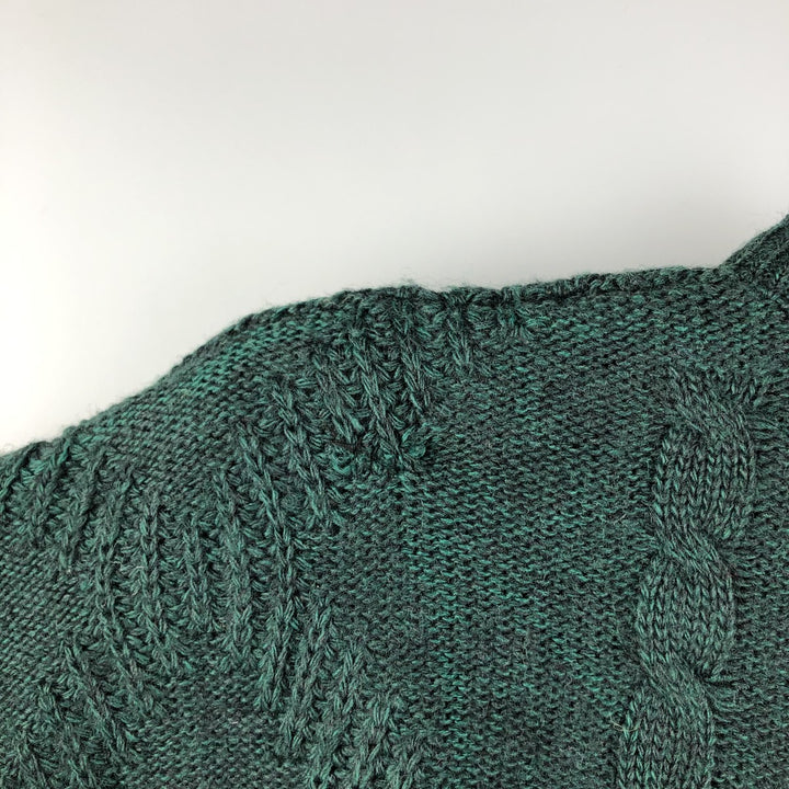 Vintage 1980'S Lacoste cable knit wool and acrylic knit sweater, size 4, men's size M wool green type Vintage Second Hand
