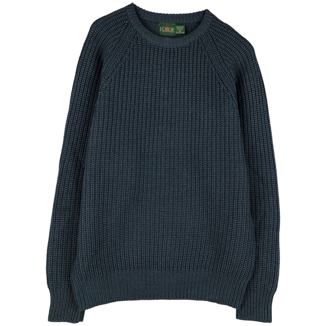 90'S J.Crew ribbed wool knit sweater, men's size XL wool navy blue type Vintage Second Hand