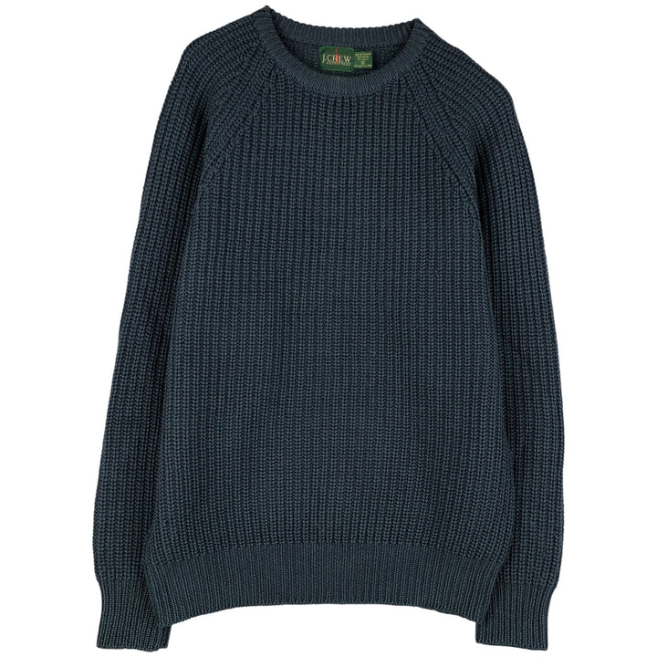 90'S J.Crew ribbed wool knit sweater, men's size XL wool navy blue type Vintage Second Hand