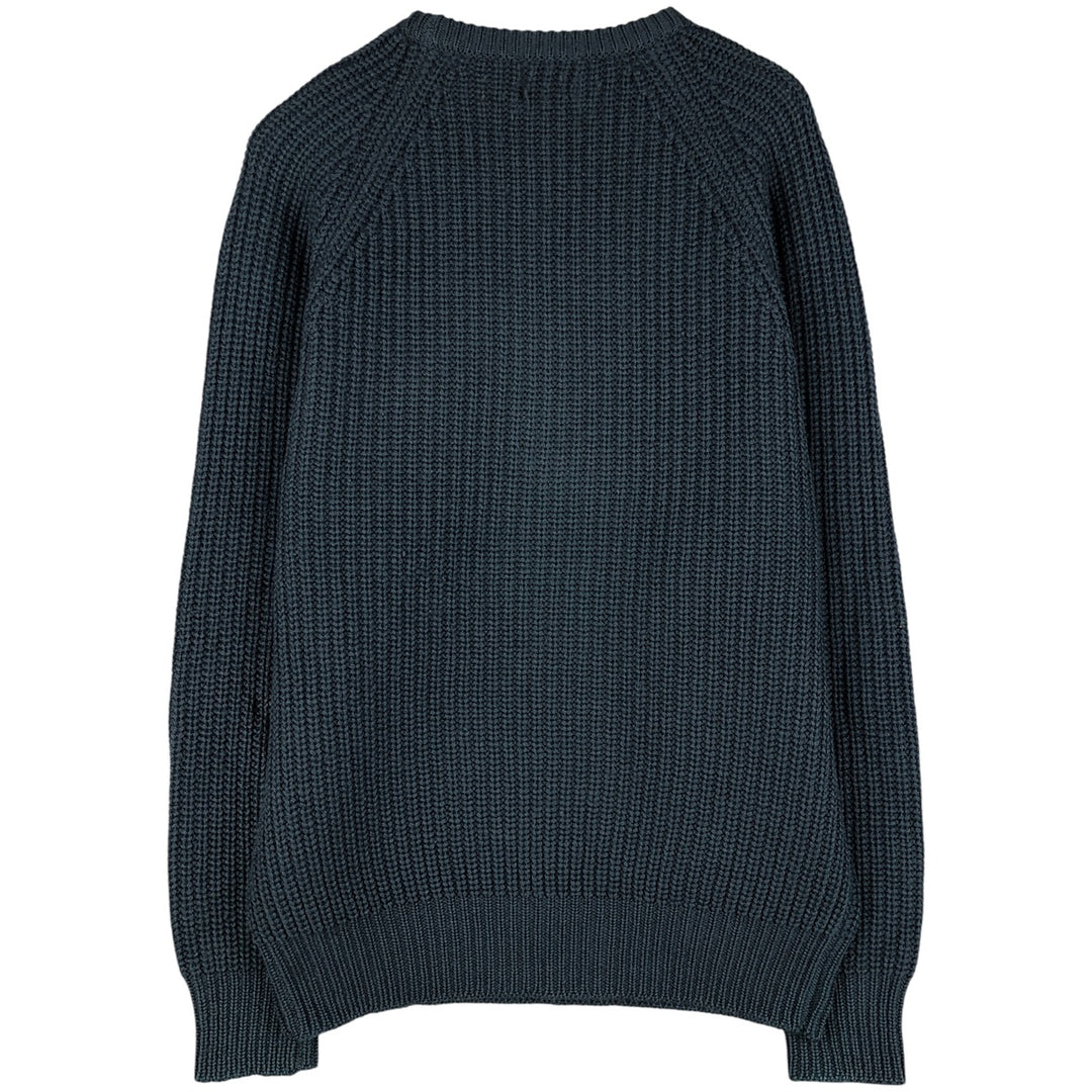 90'S J.Crew ribbed wool knit sweater, men's size XL wool navy blue type Vintage Second Hand