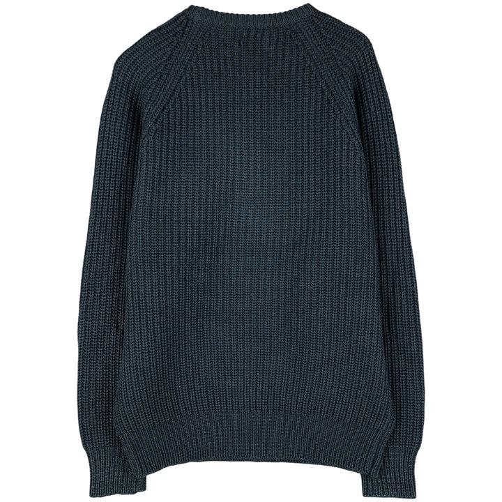 90'S J.Crew ribbed wool knit sweater, men's size XL wool navy blue type Vintage Second Hand