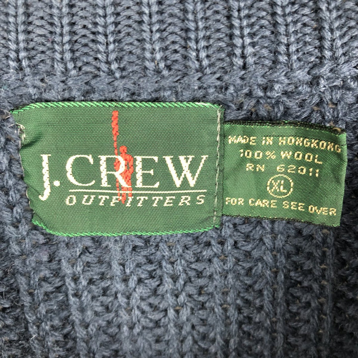 90'S J.Crew ribbed wool knit sweater, men's size XL wool navy blue type Vintage Second Hand