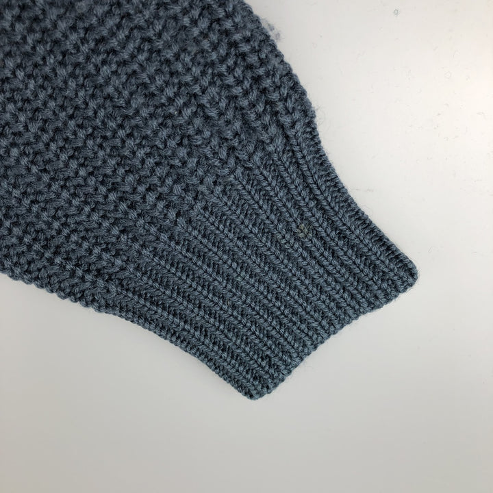 90'S J.Crew ribbed wool knit sweater, men's size XL wool navy blue type Vintage Second Hand