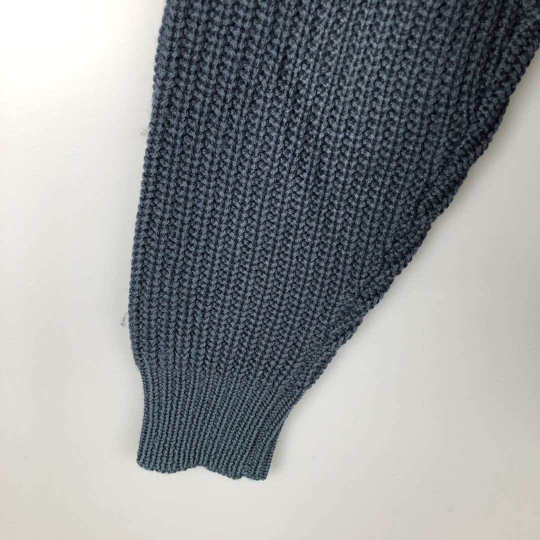 90'S J.Crew ribbed wool knit sweater, men's size XL wool navy blue type Vintage Second Hand