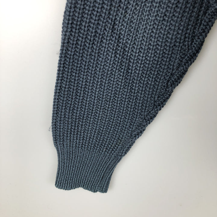 90'S J.Crew ribbed wool knit sweater, men's size XL wool navy blue type Vintage Second Hand