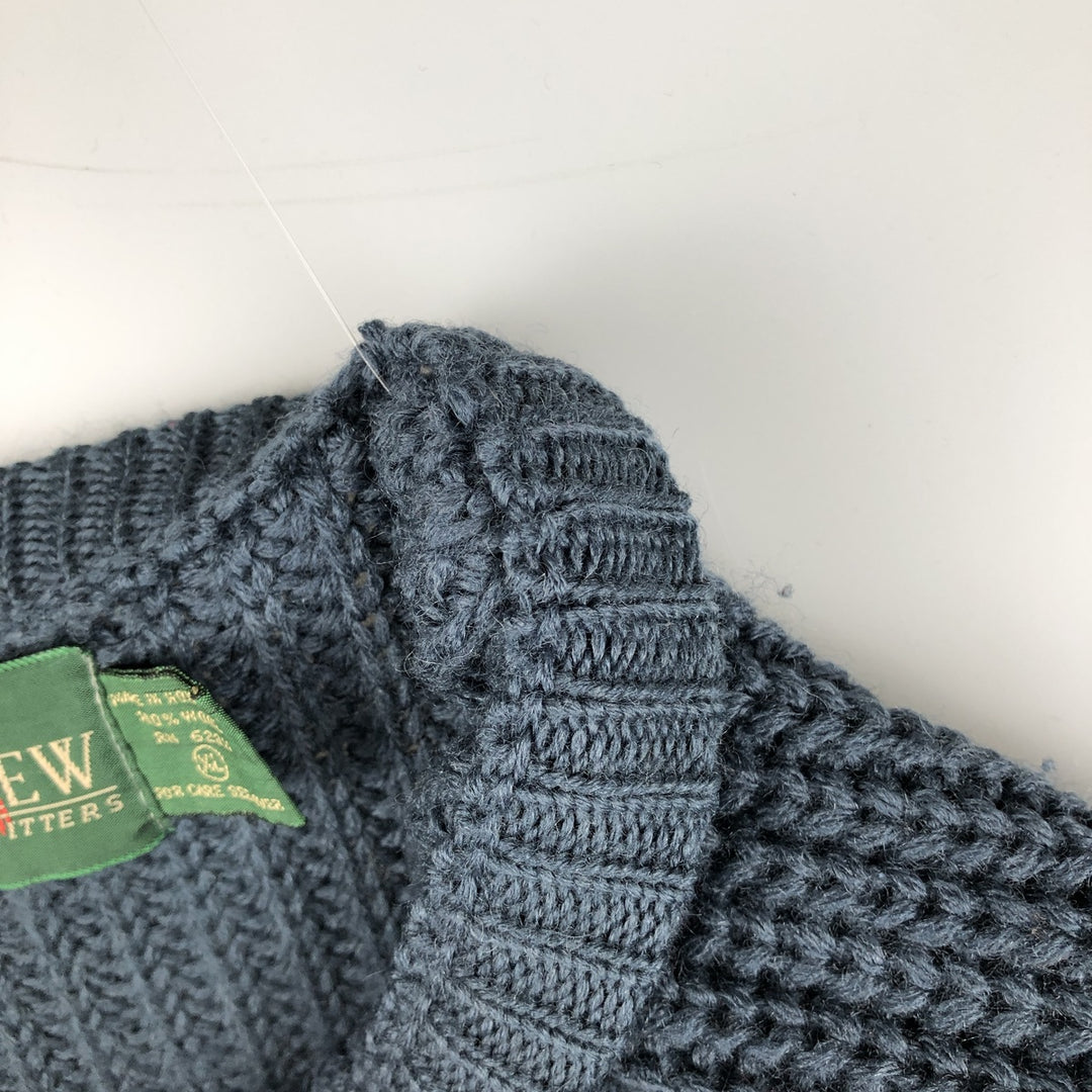 90'S J.Crew ribbed wool knit sweater, men's size XL wool navy blue type Vintage Second Hand