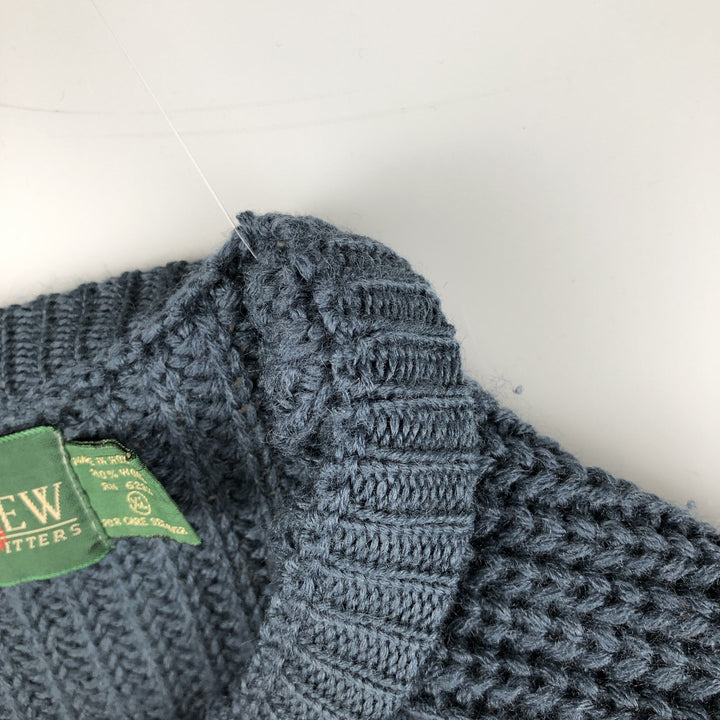 90'S J.Crew ribbed wool knit sweater, men's size XL wool navy blue type Vintage Second Hand