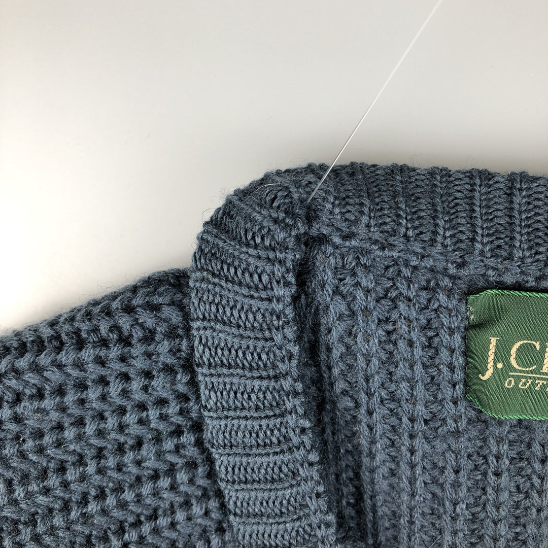 90'S J.Crew ribbed wool knit sweater, men's size XL wool navy blue type Vintage Second Hand