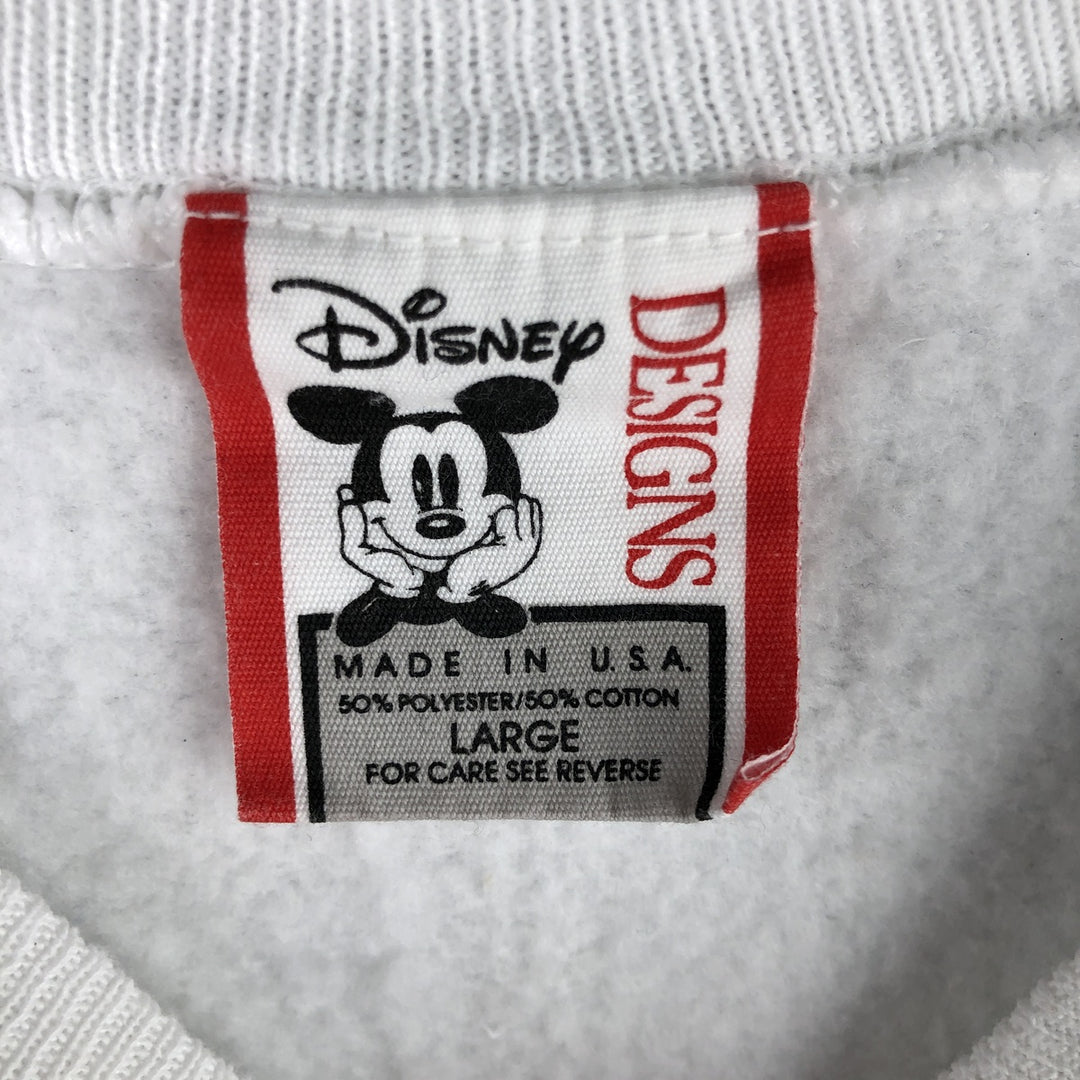 Vintage 90'S Disney Mickey Mouse Flag Pattern Sweatshirt, Made in USA, Men's Size L Polyurethane white type Vintage Second Hand