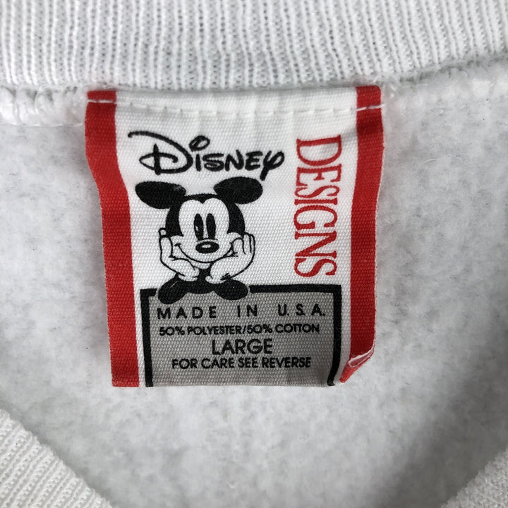Vintage 90'S Disney Mickey Mouse Flag Pattern Sweatshirt, Made in USA, Men's Size L Polyurethane white type Vintage Second Hand