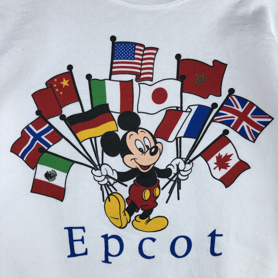 Vintage 90'S Disney Mickey Mouse Flag Pattern Sweatshirt, Made in USA, Men's Size L Polyurethane white type Vintage Second Hand