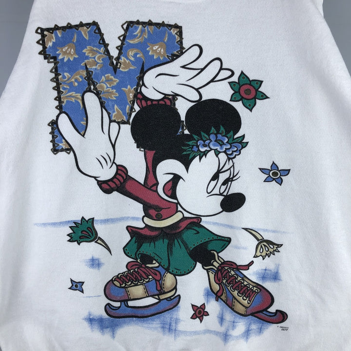 90'S Disney Minnie Mouse character sweatshirt, sweatshirt, made in USA, men's XL size, vintage cotton white type Vintage Second Hand