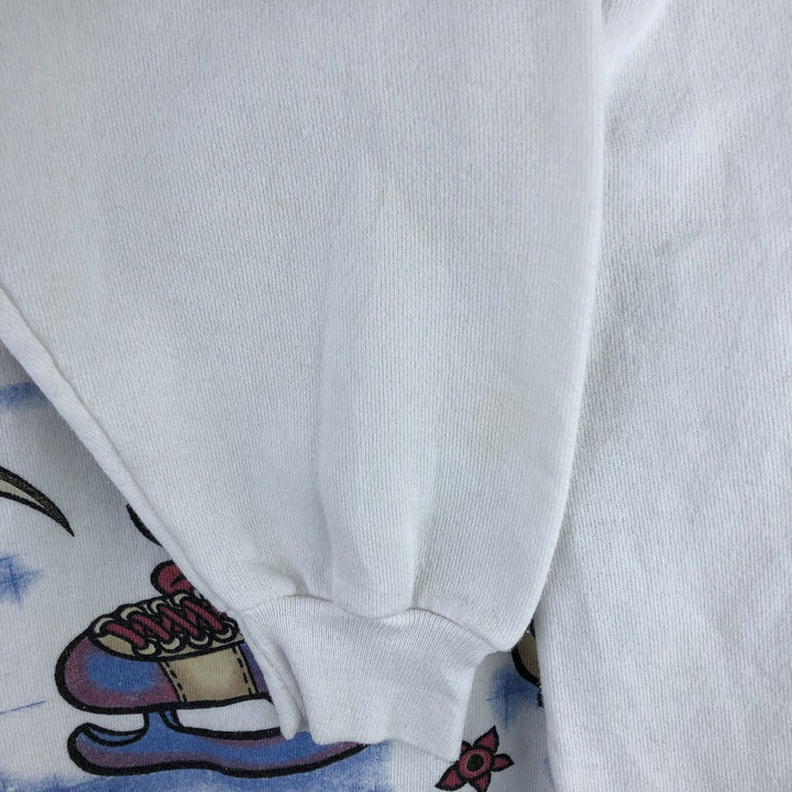 90'S Disney Minnie Mouse character sweatshirt, sweatshirt, made in USA, men's XL size, vintage cotton white type Vintage Second Hand