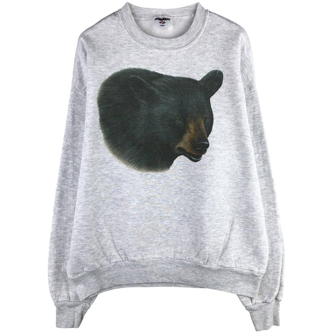 Vintage 90'S Jerzees Bear Pattern Animal Sweatshirt, Men's Size XL cotton gray type Vintage Second Hand