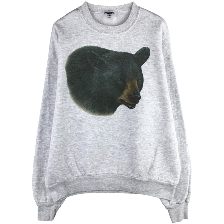 Vintage 90'S Jerzees Bear Pattern Animal Sweatshirt, Men's Size XL cotton gray type Vintage Second Hand