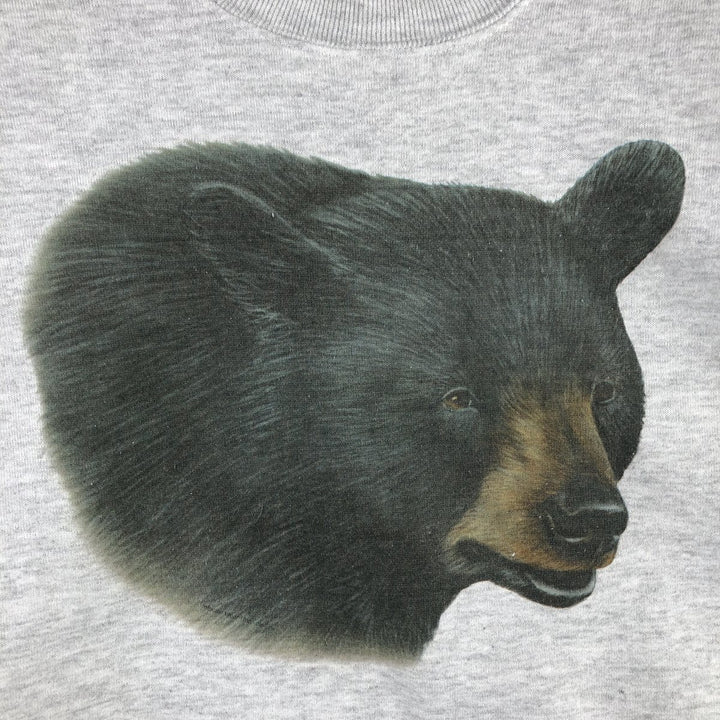 Vintage 90'S Jerzees Bear Pattern Animal Sweatshirt, Men's Size XL cotton gray type Vintage Second Hand