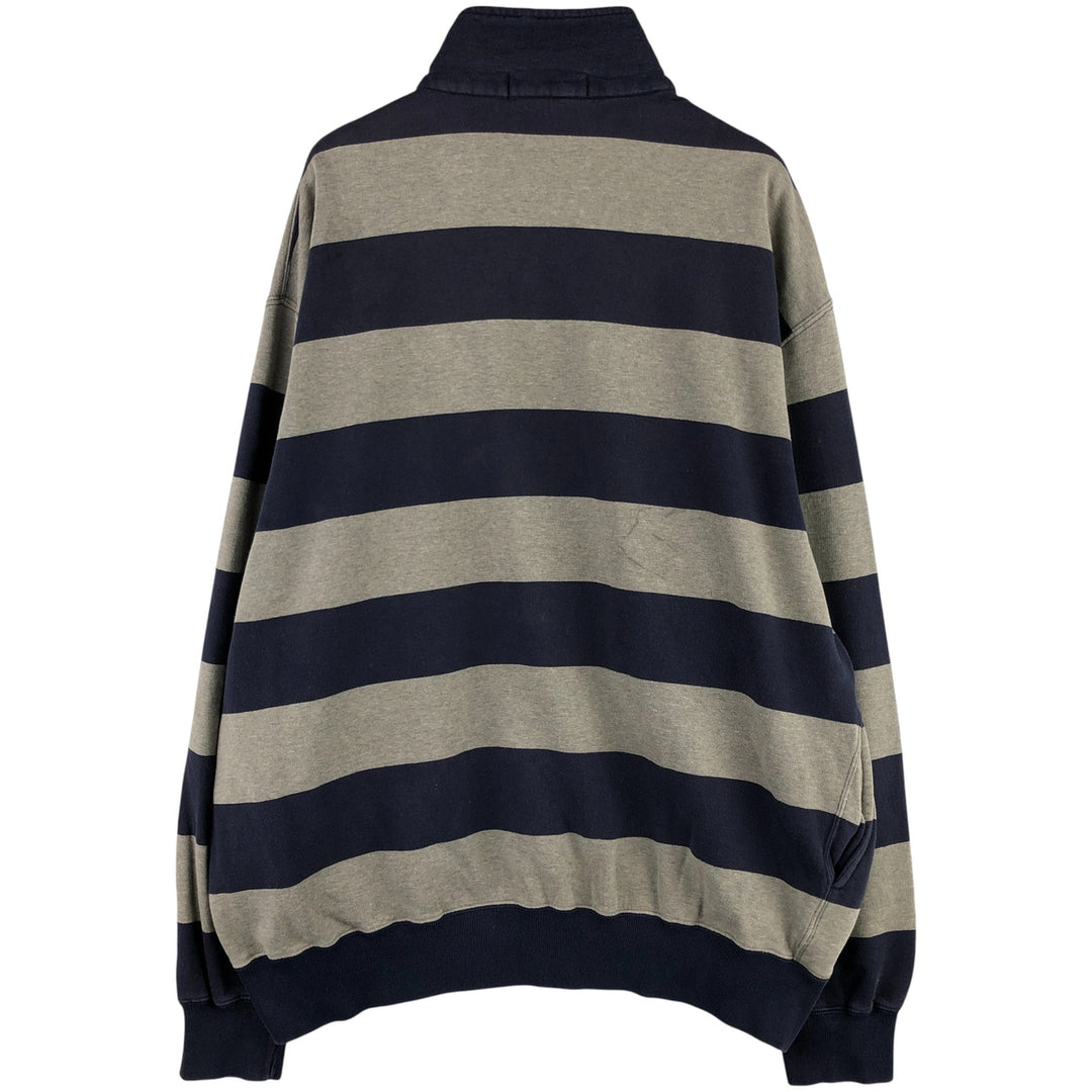 Ralph Lauren POLO by Ralph Lauren Striped Pattern Half-Zip Sweatshirt, Men's XL cotton navy blue type Vintage Second Hand