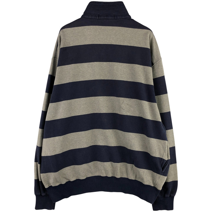 Ralph Lauren POLO by Ralph Lauren Striped Pattern Half-Zip Sweatshirt, Men's XL cotton navy blue type Vintage Second Hand
