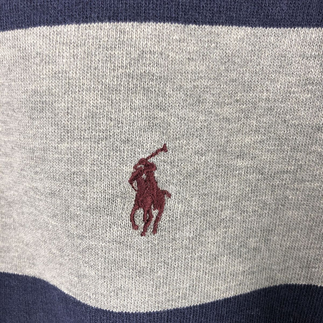 Ralph Lauren POLO by Ralph Lauren Striped Pattern Half-Zip Sweatshirt, Men's XL cotton navy blue type Vintage Second Hand