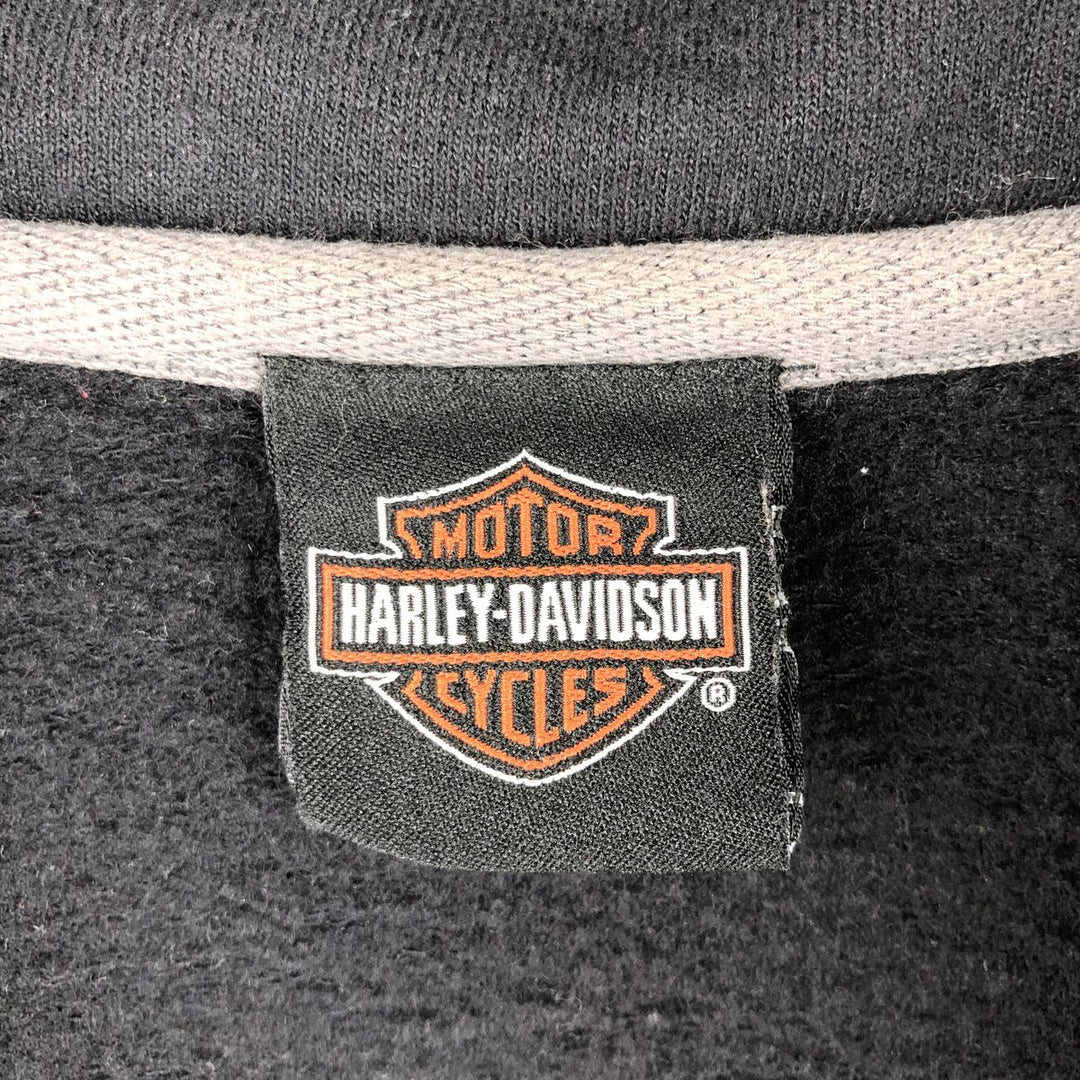 Harley-Davidson Skull Pattern Eagle Pattern Half-Zip Sweatshirt, Men's Size L unclear black type Vintage Second Hand