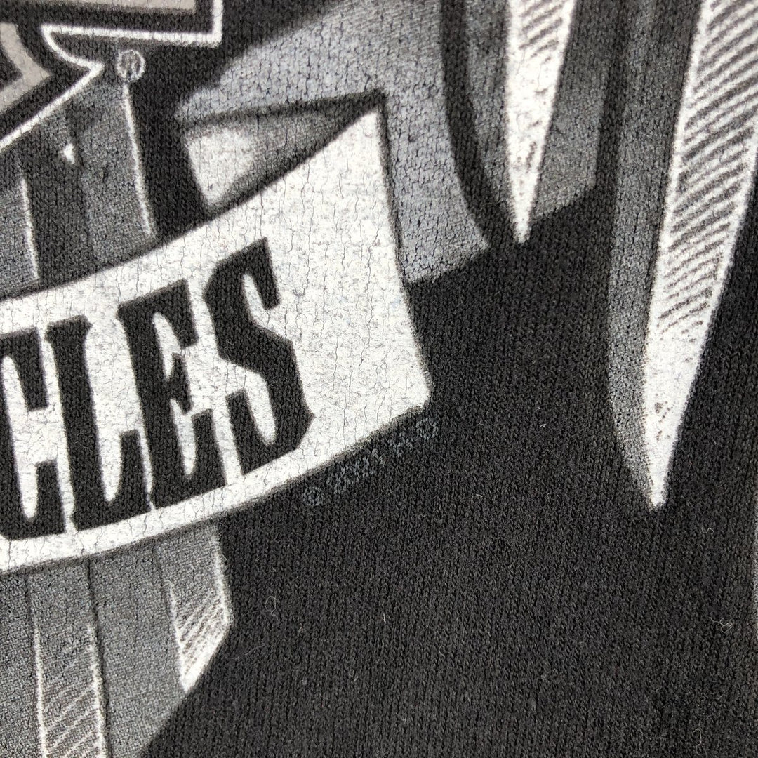 Harley-Davidson Skull Pattern Eagle Pattern Half-Zip Sweatshirt, Men's Size L unclear black type Vintage Second Hand