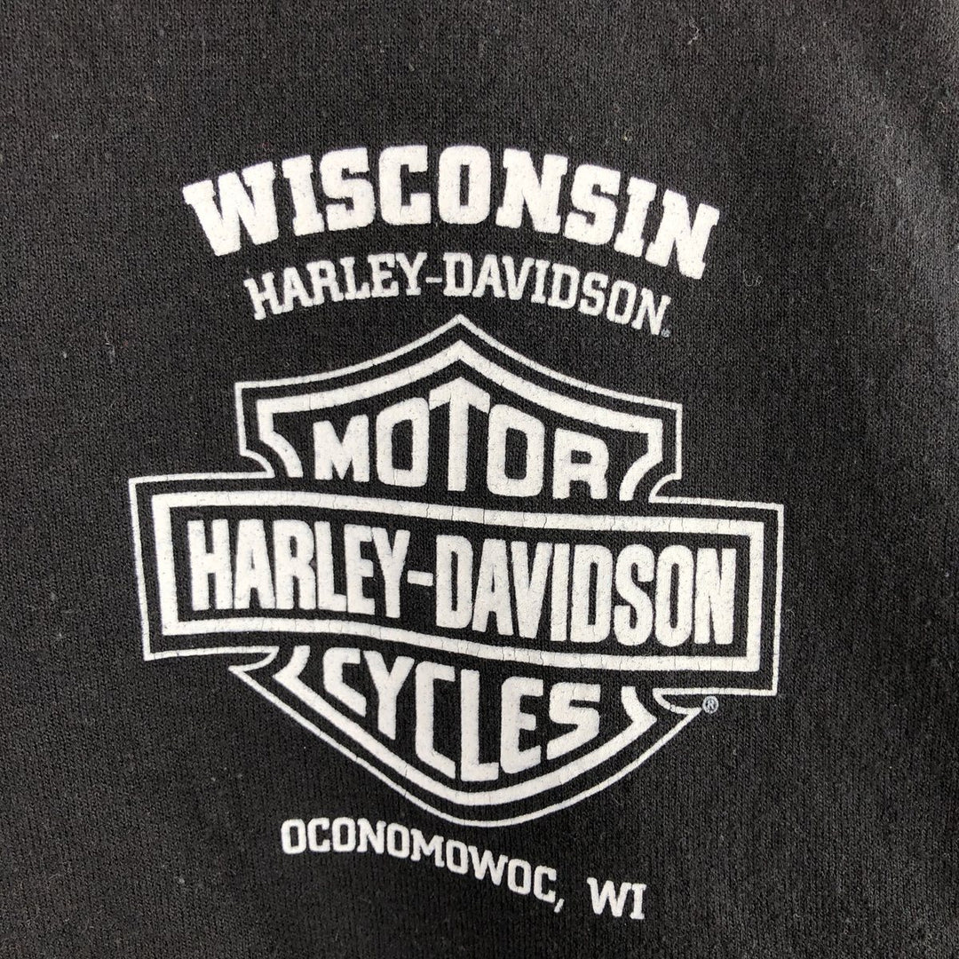 Harley-Davidson Skull Pattern Eagle Pattern Half-Zip Sweatshirt, Men's Size L unclear black type Vintage Second Hand