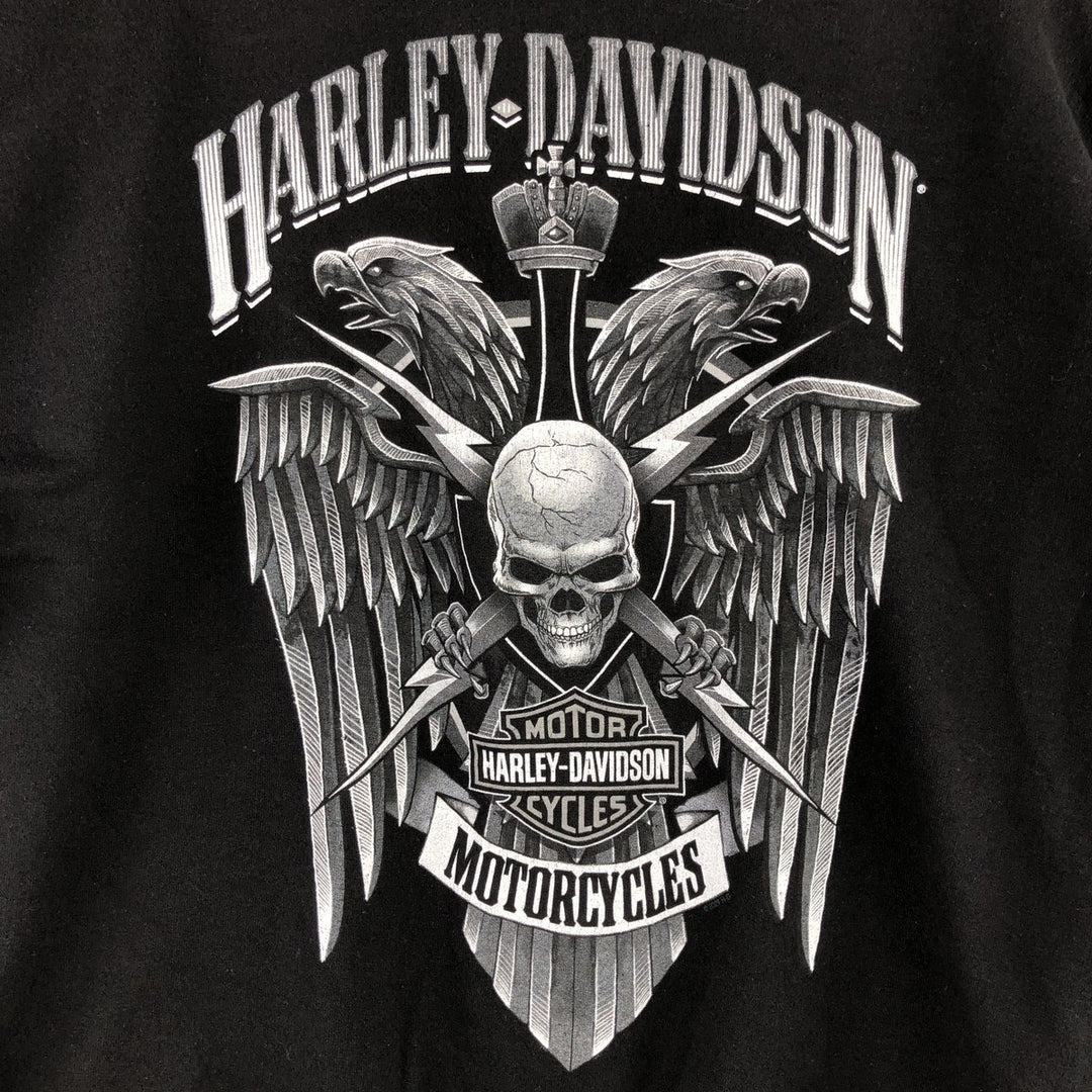 Harley-Davidson Skull Pattern Eagle Pattern Half-Zip Sweatshirt, Men's Size L unclear black type Vintage Second Hand