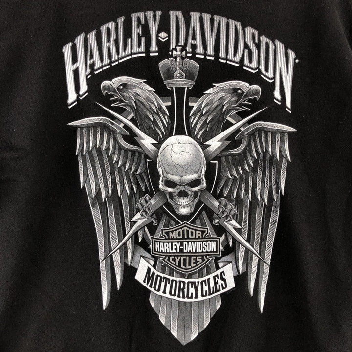 Harley-Davidson Skull Pattern Eagle Pattern Half-Zip Sweatshirt, Men's Size L unclear black type Vintage Second Hand