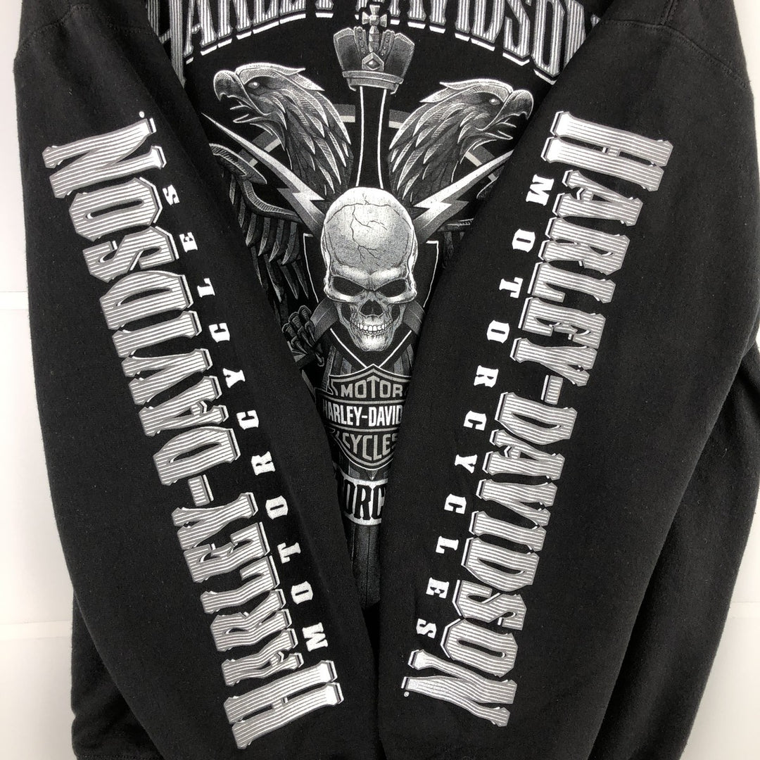 Harley-Davidson Skull Pattern Eagle Pattern Half-Zip Sweatshirt, Men's Size L unclear black type Vintage Second Hand