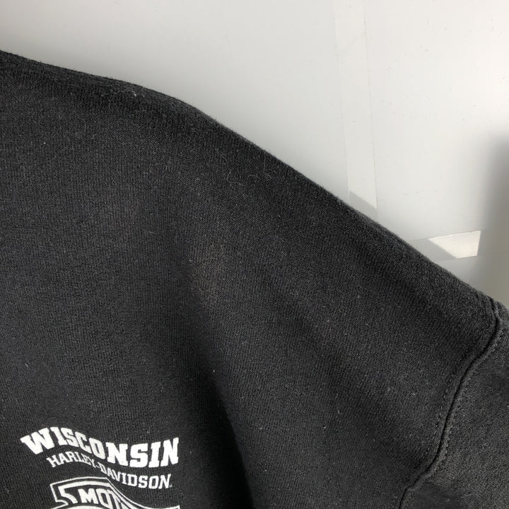 Harley-Davidson Skull Pattern Eagle Pattern Half-Zip Sweatshirt, Men's Size L unclear black type Vintage Second Hand