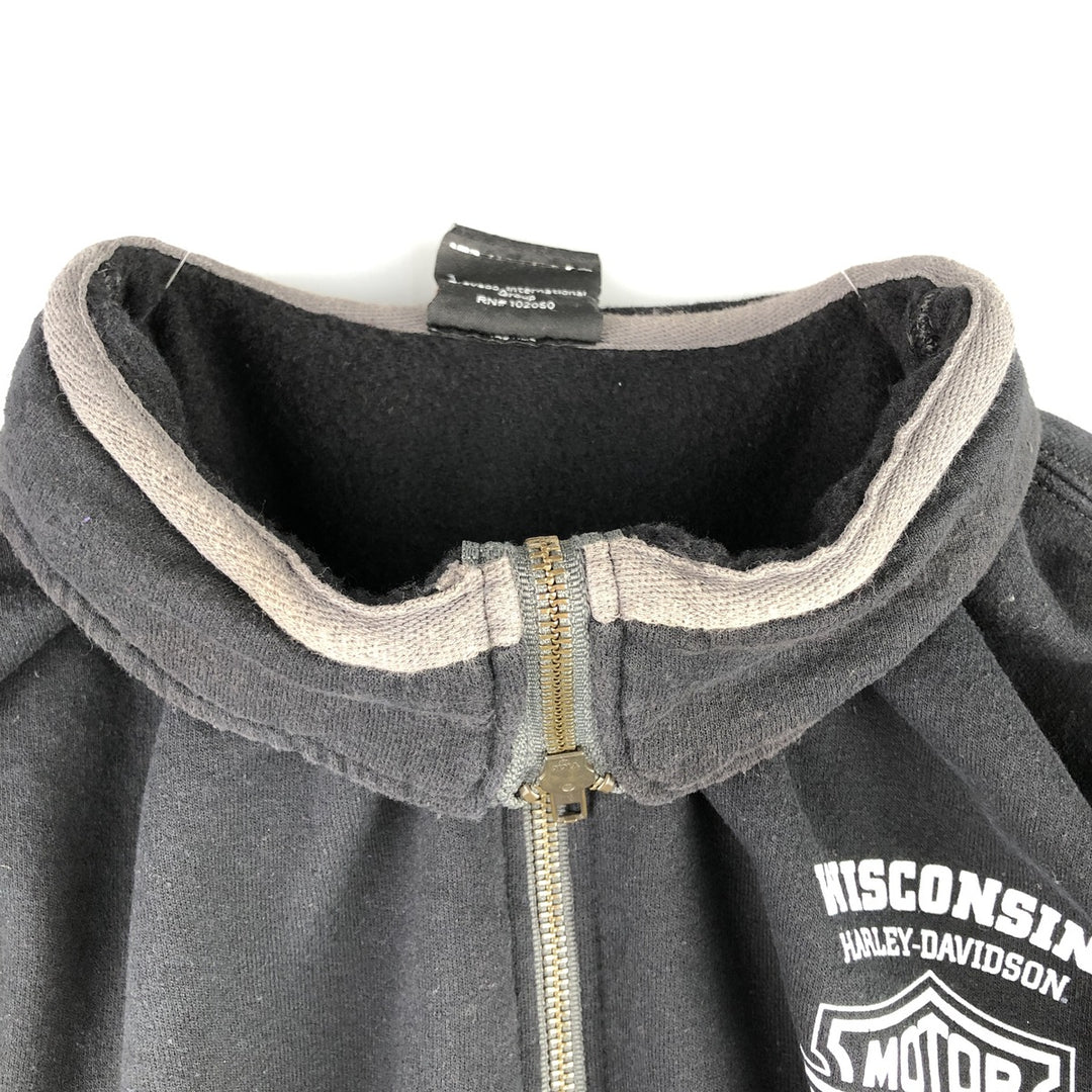 Harley-Davidson Skull Pattern Eagle Pattern Half-Zip Sweatshirt, Men's Size L unclear black type Vintage Second Hand