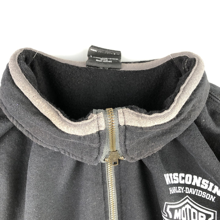 Harley-Davidson Skull Pattern Eagle Pattern Half-Zip Sweatshirt, Men's Size L unclear black type Vintage Second Hand
