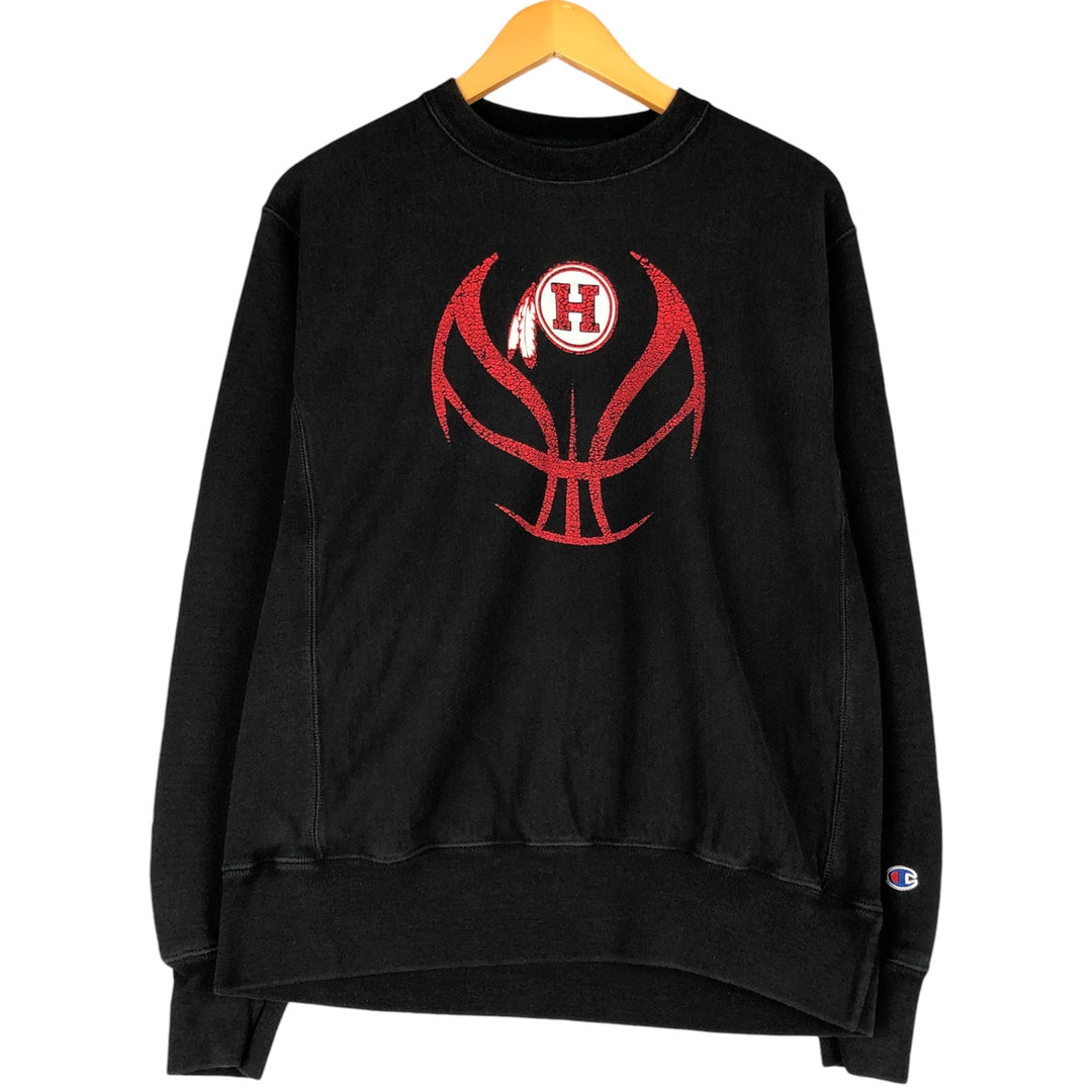 Champion REVERSE WEAVE Reverse Weave Printed Sweatshirt Trainer Men's M size cotton black type Vintage Second Hand