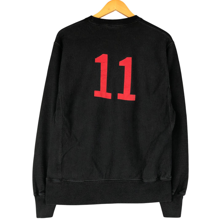 Champion REVERSE WEAVE Reverse Weave Printed Sweatshirt Trainer Men's M size cotton black type Vintage Second Hand