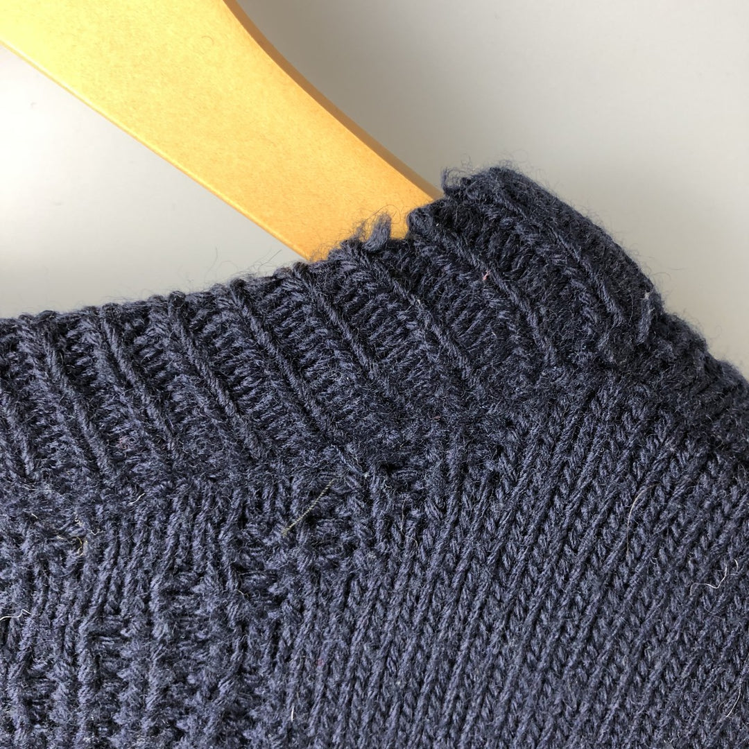 Vintage 1970'S Lacoste Chemise acrylic and wool knit sweater, size 6, men's XL wool navy blue type Vintage Second Hand