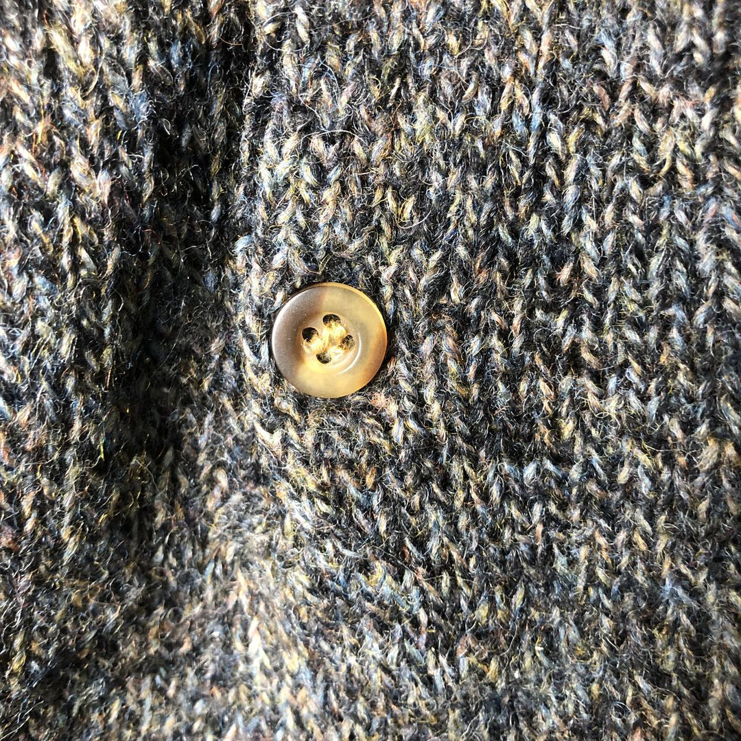 00'S Pendleton Henley neck wool knit sweater, men's size L shetland wool Khaki type Vintage Second Hand