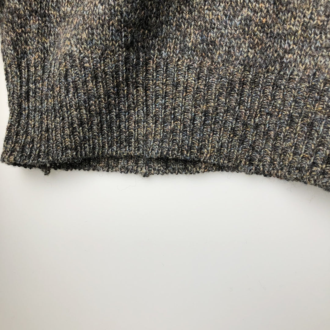 00'S Pendleton Henley neck wool knit sweater, men's size L shetland wool Khaki type Vintage Second Hand