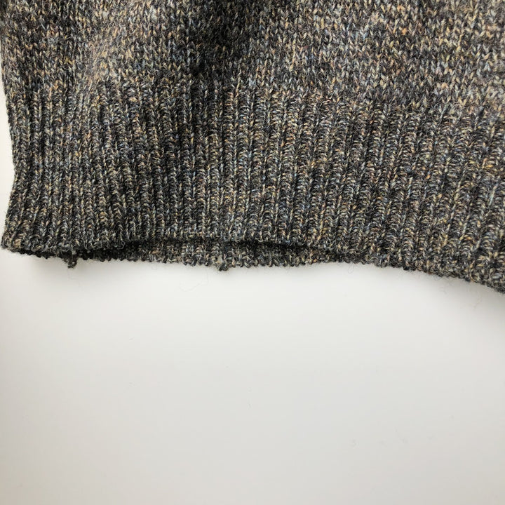 00'S Pendleton Henley neck wool knit sweater, men's size L shetland wool Khaki type Vintage Second Hand