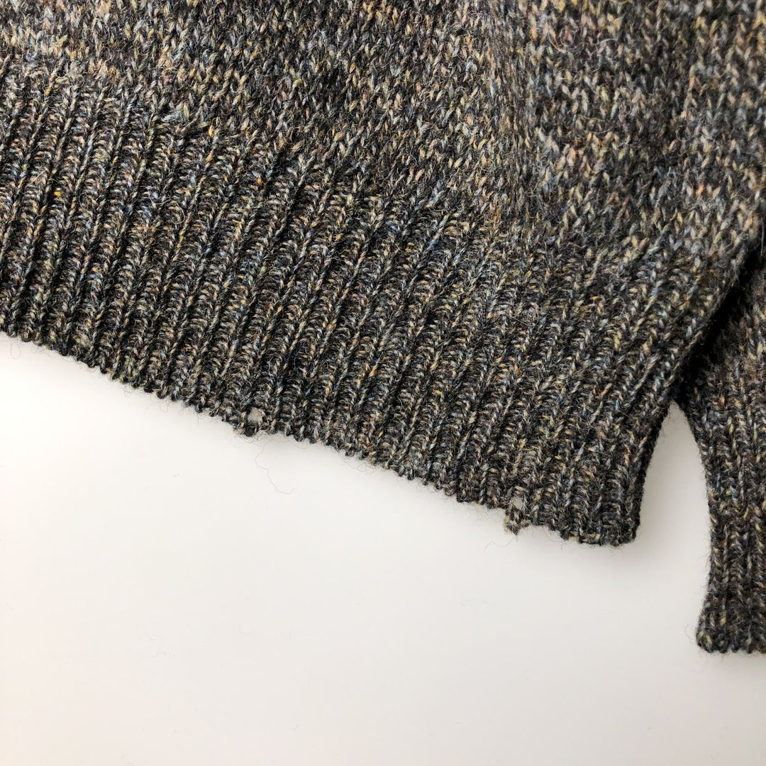 00'S Pendleton Henley neck wool knit sweater, men's size L shetland wool Khaki type Vintage Second Hand