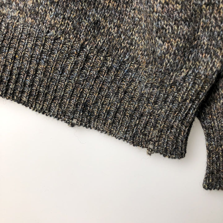 00'S Pendleton Henley neck wool knit sweater, men's size L shetland wool Khaki type Vintage Second Hand