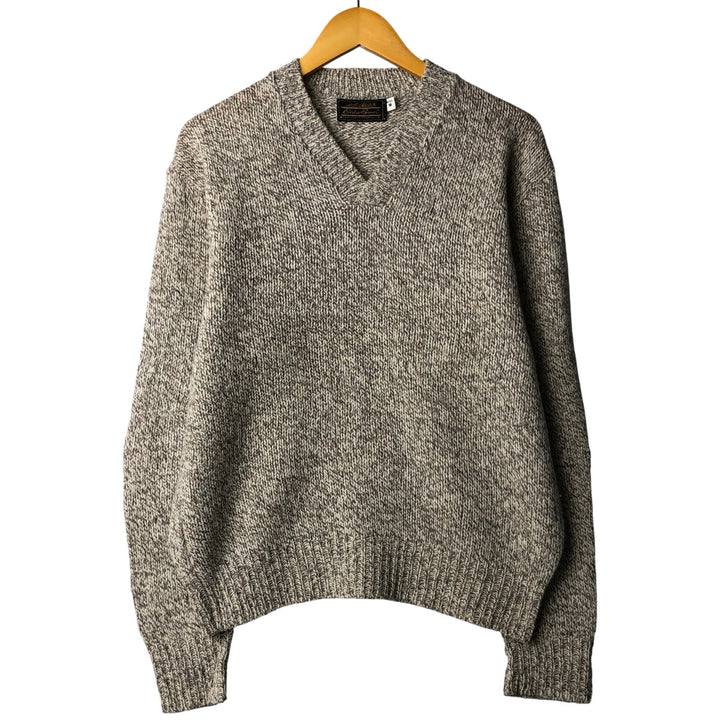 Vintage 80s-90'S Eddie Bauer V-neck knit sweater with black tag, size M, men's unclear Beige type Vintage Second Hand