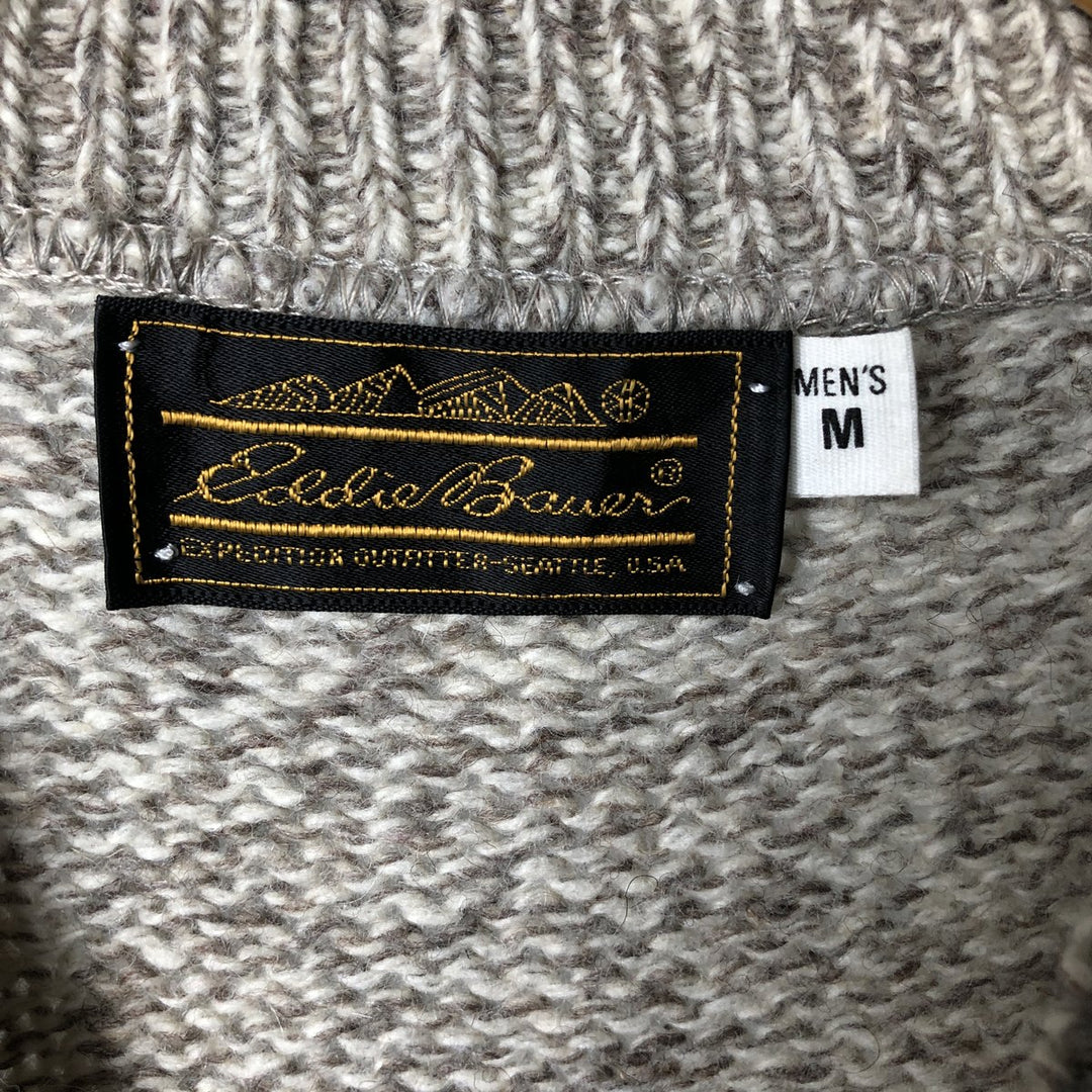 Vintage 80s-90'S Eddie Bauer V-neck knit sweater with black tag, size M, men's unclear Beige type Vintage Second Hand