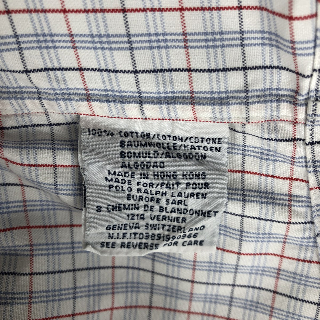 Ralph Lauren POLO by Ralph Lauren YARMOUTH long-sleeved button-down check shirt, men's size L cotton white type Vintage Second Hand